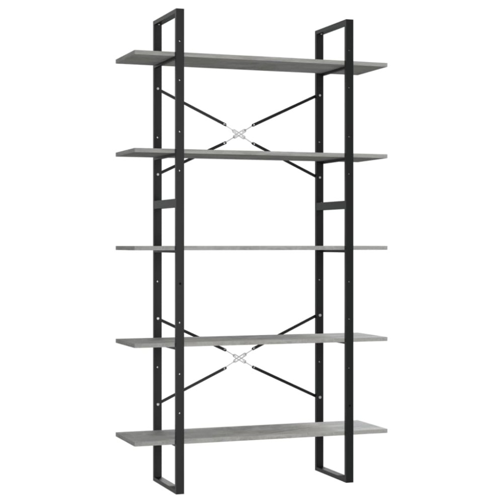vidaXL Bibliotecă 5 rafturi, gri beton, 100x30x175 cm, lemn prelucrat