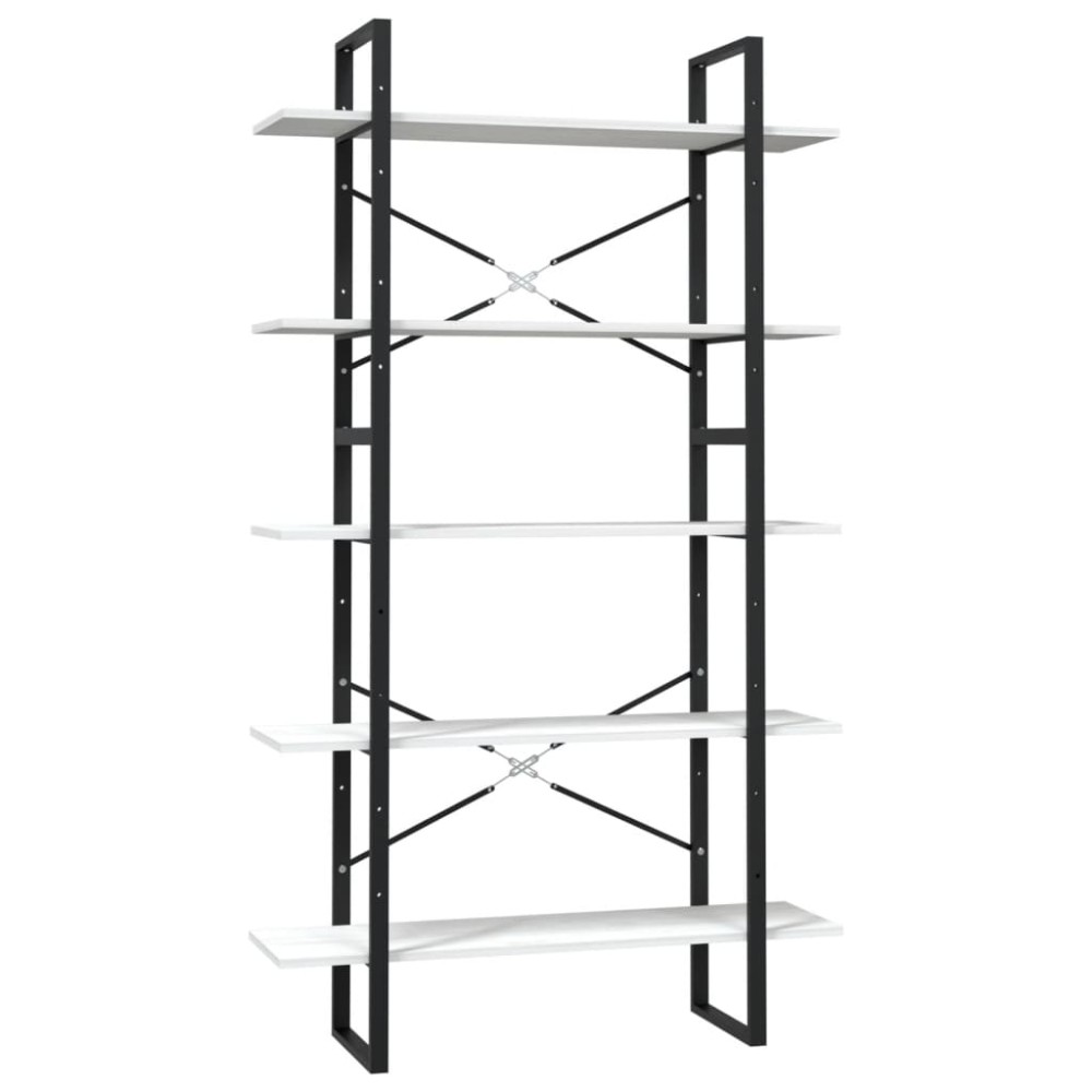 vidaXL Bibliotecă cu 5 rafturi, alb, 100x30x175 cm, lemn masiv de pin