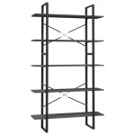 vidaXL Bibliotecă cu 5 rafturi, gri, 100x30x175 cm, lemn masiv de pin
