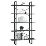 vidaXL Bibliotecă cu 5 rafturi, gri, 100x30x175 cm, lemn masiv de pin