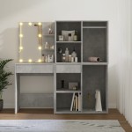 vidaXL Masă toaletă cu LED/2 dulapuri, gri concret, lemn prelucrat