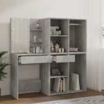vidaXL Masă toaletă cu LED/2 dulapuri, gri concret, lemn prelucrat