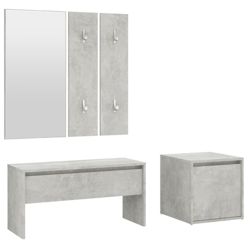 vidaXL Set de mobilier pentru hol, gri beton, lemn prelucrat