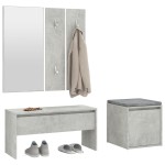 vidaXL Set de mobilier pentru hol, gri beton, lemn prelucrat