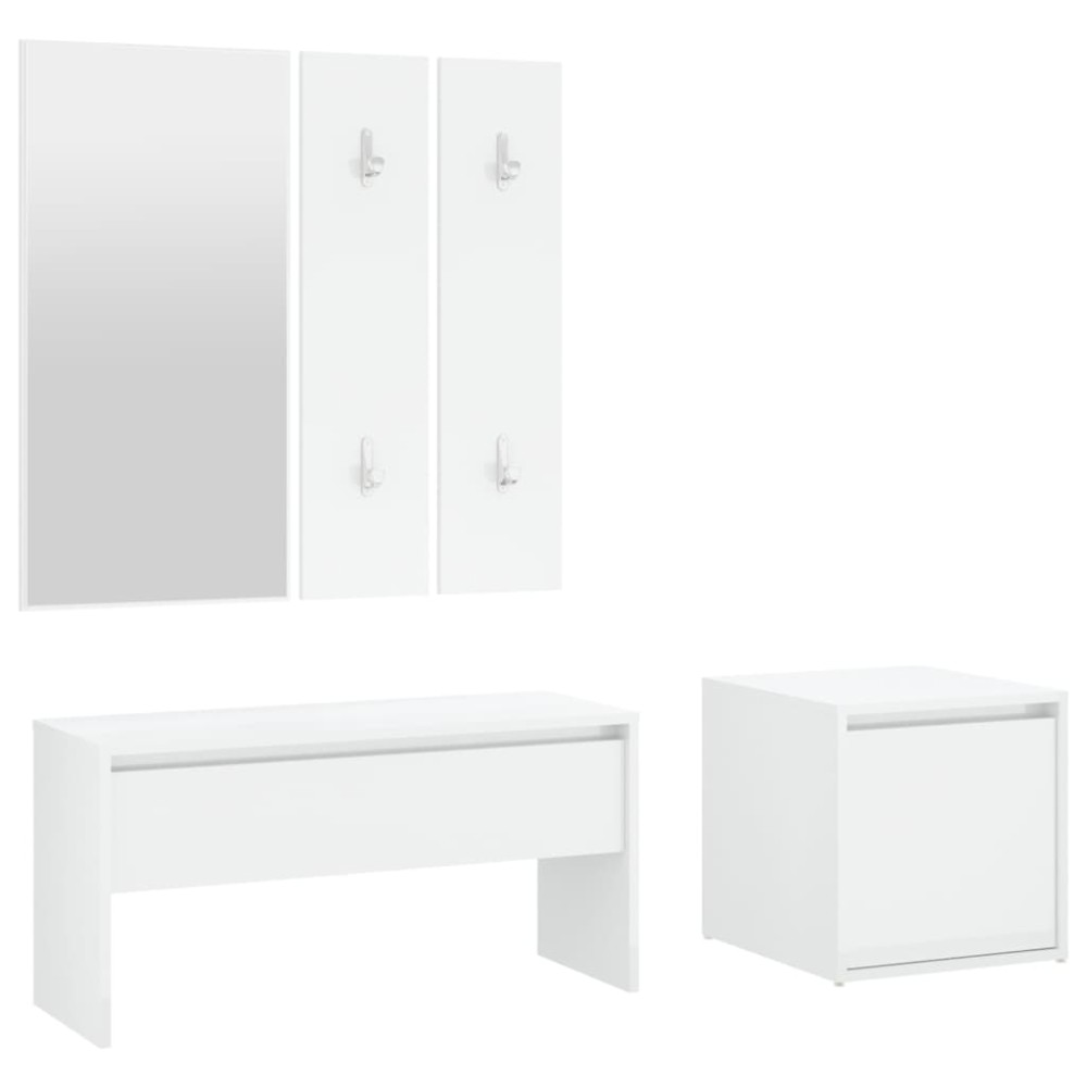 vidaXL Set de mobilier pentru hol, alb extralucios, lemn prelucrat