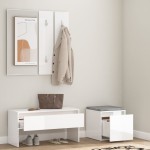 vidaXL Set de mobilier pentru hol, alb extralucios, lemn prelucrat