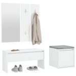 vidaXL Set de mobilier pentru hol, alb extralucios, lemn prelucrat