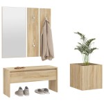 vidaXL Set de mobilier pentru hol, stejar sonoma, lemn prelucrat