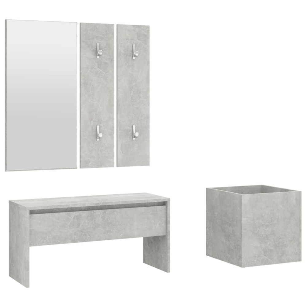 vidaXL Set de mobilier pentru hol, gri beton, lemn prelucrat