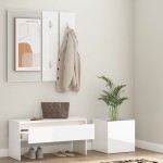 vidaXL Set de mobilier pentru hol, alb extralucios, lemn prelucrat