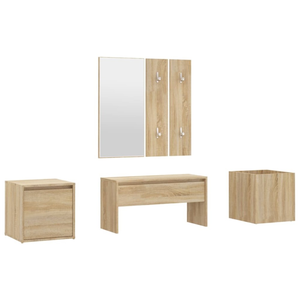 vidaXL Set de mobilier pentru hol, stejar sonoma, lemn prelucrat
