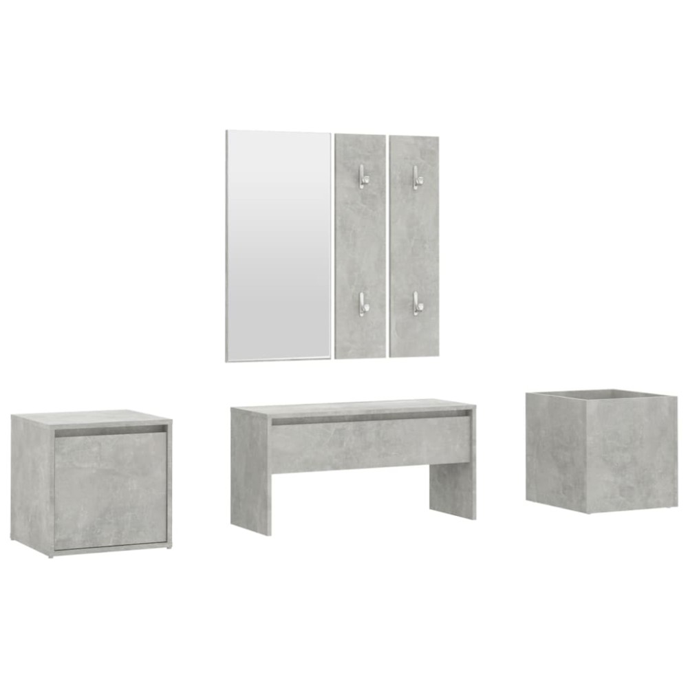 vidaXL Set de mobilier pentru hol, gri beton, lemn prelucrat