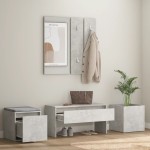 vidaXL Set de mobilier pentru hol, gri beton, lemn prelucrat vidaXL Set de mobilier pentru hol, gri beton, lemn prelucrat