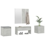 vidaXL Set de mobilier pentru hol, gri beton, lemn prelucrat vidaXL Set de mobilier pentru hol, gri beton, lemn prelucrat