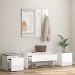vidaXL Set de mobilier pentru hol, alb extralucios, lemn prelucrat vidaXL Set de mobilier pentru hol, alb extralucios, lemn prelucrat