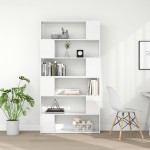 vidaXL Bibliotecă/Separator cameră, alb extralucios, 100x24x188 cm