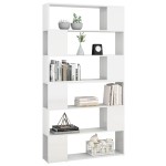 vidaXL Bibliotecă/Separator cameră, alb extralucios, 100x24x188 cm