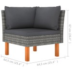 vidaXL Set mobilier grădină, 7 piese, gri, poliratan și lemn eucalipt vidaXL Set mobilier grădină, 7 piese, gri, poliratan și lemn eucalipt