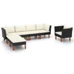 vidaXL Set mobilier grădină, 7 piese, negru, poliratan/lemn eucalipt vidaXL Set mobilier grădină, 7 piese, negru, poliratan/lemn eucalipt