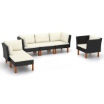 vidaXL Set mobilier grădină, 6 piese, negru, poliratan/lemn eucalipt vidaXL Set mobilier grădină, 6 piese, negru, poliratan/lemn eucalipt