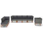 vidaXL Set mobilier grădină, 8 piese, gri, poliratan și lemn eucalipt vidaXL Set mobilier grădină, 8 piese, gri, poliratan și lemn eucalipt