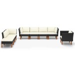 vidaXL Set mobilier grădină, 8 piese, negru poliratan și lemn eucalipt vidaXL Set mobilier grădină, 8 piese, negru poliratan și lemn eucalipt