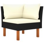 vidaXL Set mobilier grădină, 8 piese, negru poliratan și lemn eucalipt vidaXL Set mobilier grădină, 8 piese, negru poliratan și lemn eucalipt