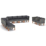 vidaXL Set mobilier grădină, 10 piese, gri, poliratan și lemn eucalipt vidaXL Set mobilier grădină, 10 piese, gri, poliratan și lemn eucalipt