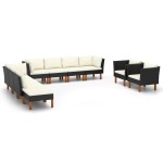 vidaXL Set mobilier grădină, 10 piese, negru, poliratan/lemn eucalipt vidaXL Set mobilier grădină, 10 piese, negru, poliratan/lemn eucalipt