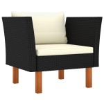 vidaXL Set mobilier grădină, 10 piese, negru, poliratan/lemn eucalipt vidaXL Set mobilier grădină, 10 piese, negru, poliratan/lemn eucalipt