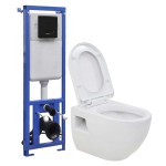 vidaXL Vas toaletă suspendat cu rezervor încastrat înalt, ceramică vidaXL Vas toaletă suspendat cu rezervor încastrat înalt, ceramică