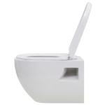 vidaXL Vas toaletă suspendat cu rezervor încastrat înalt, ceramică vidaXL Vas toaletă suspendat cu rezervor încastrat înalt, ceramică