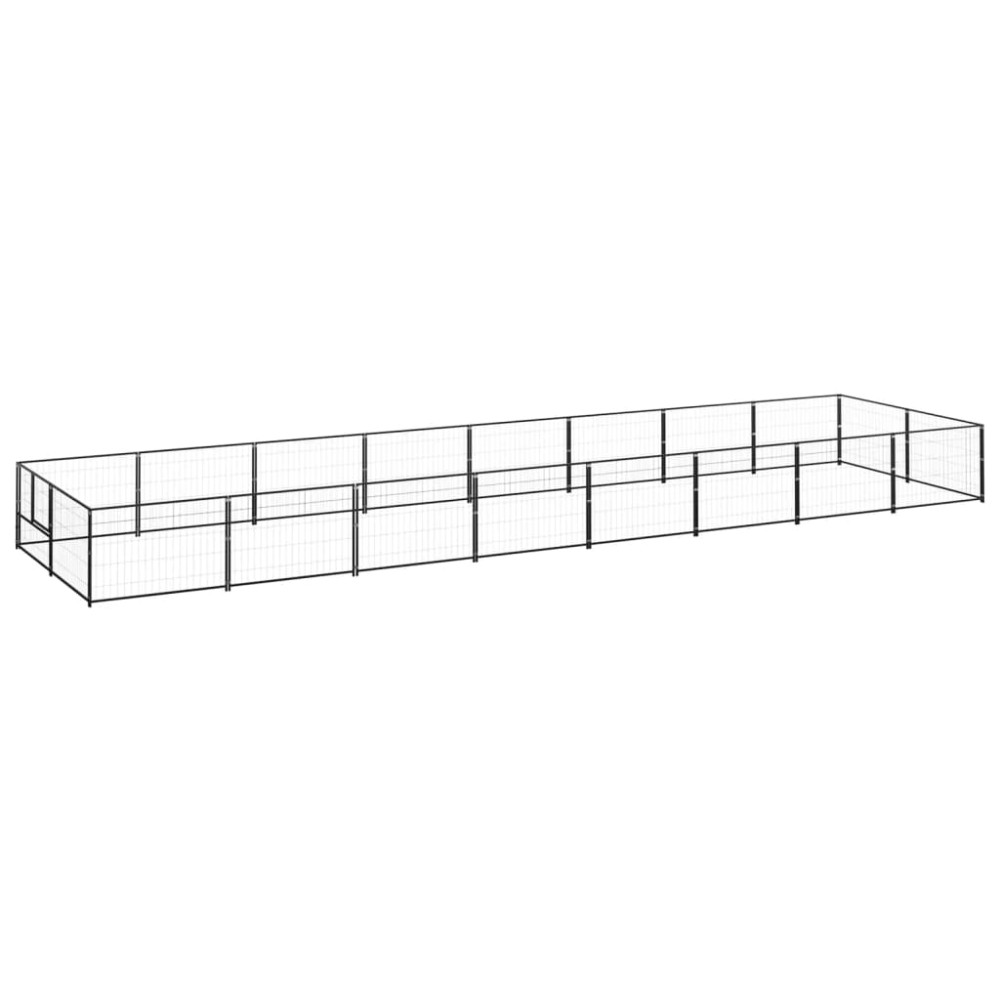 vidaXL Padoc pentru câini, negru, 16 m², oțel