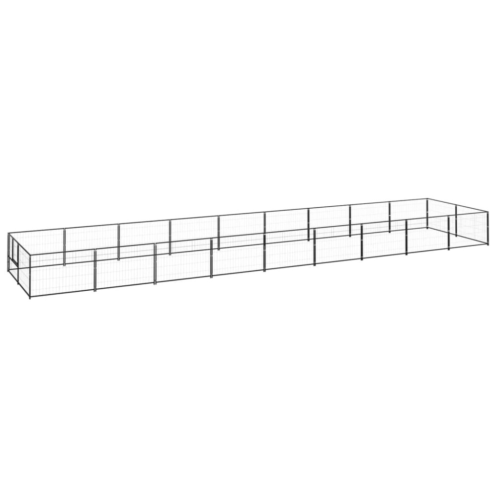 vidaXL Padoc pentru câini, negru, 18 m², oțel