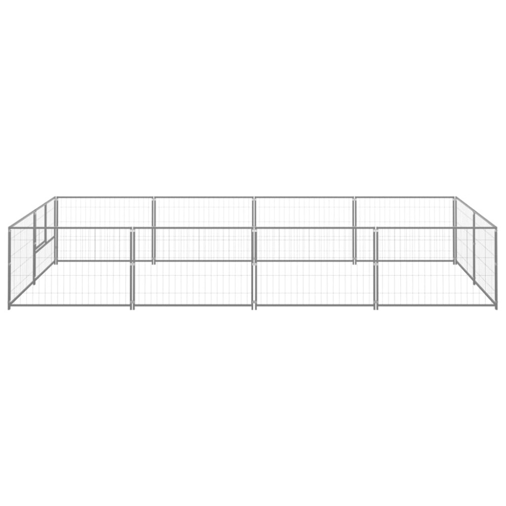 vidaXL Padoc pentru câini, argintiu, 8 m², oțel
