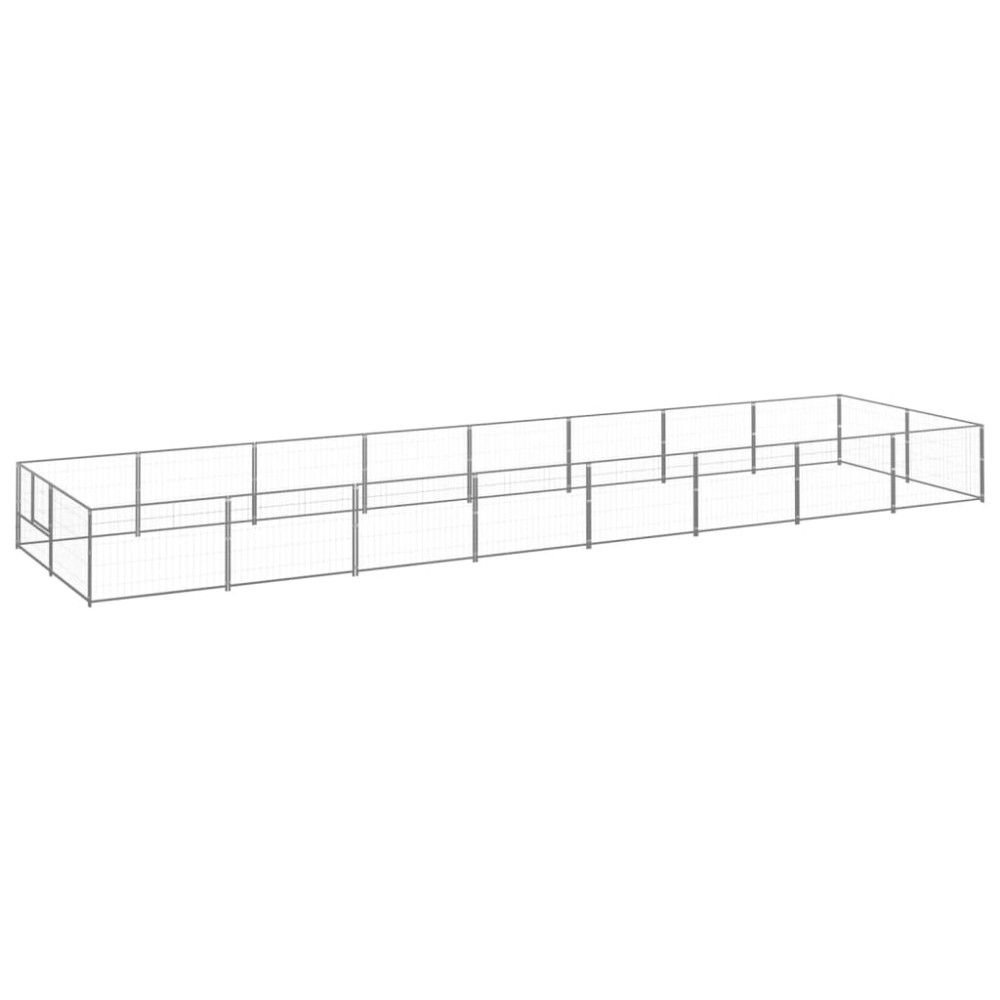 vidaXL Padoc pentru câini, argintiu, 16 m², oțel