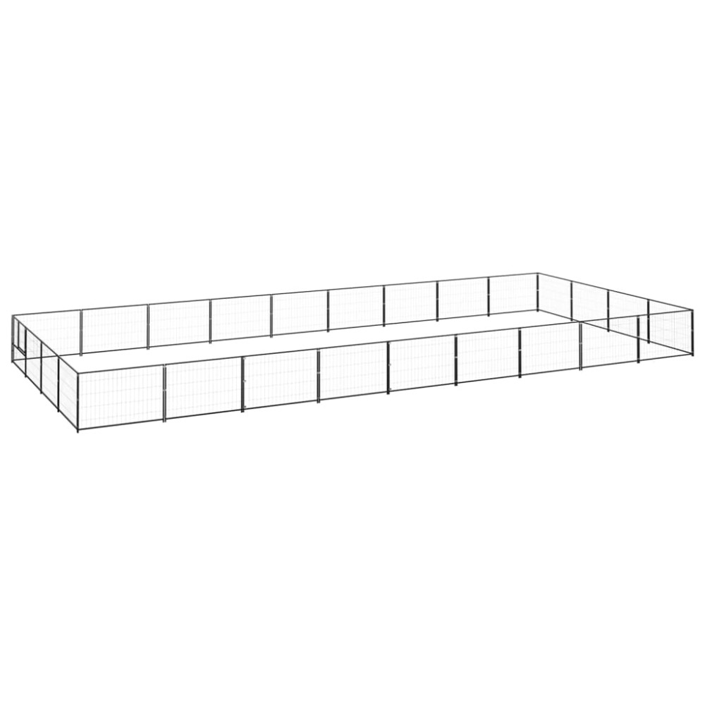 vidaXL Padoc pentru câini, negru, 36 m², oțel