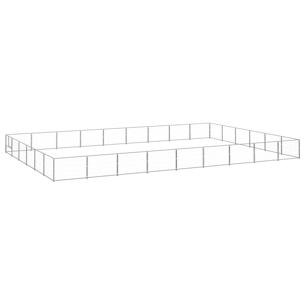 vidaXL Padoc pentru câini, argintiu, 54 m², oțel