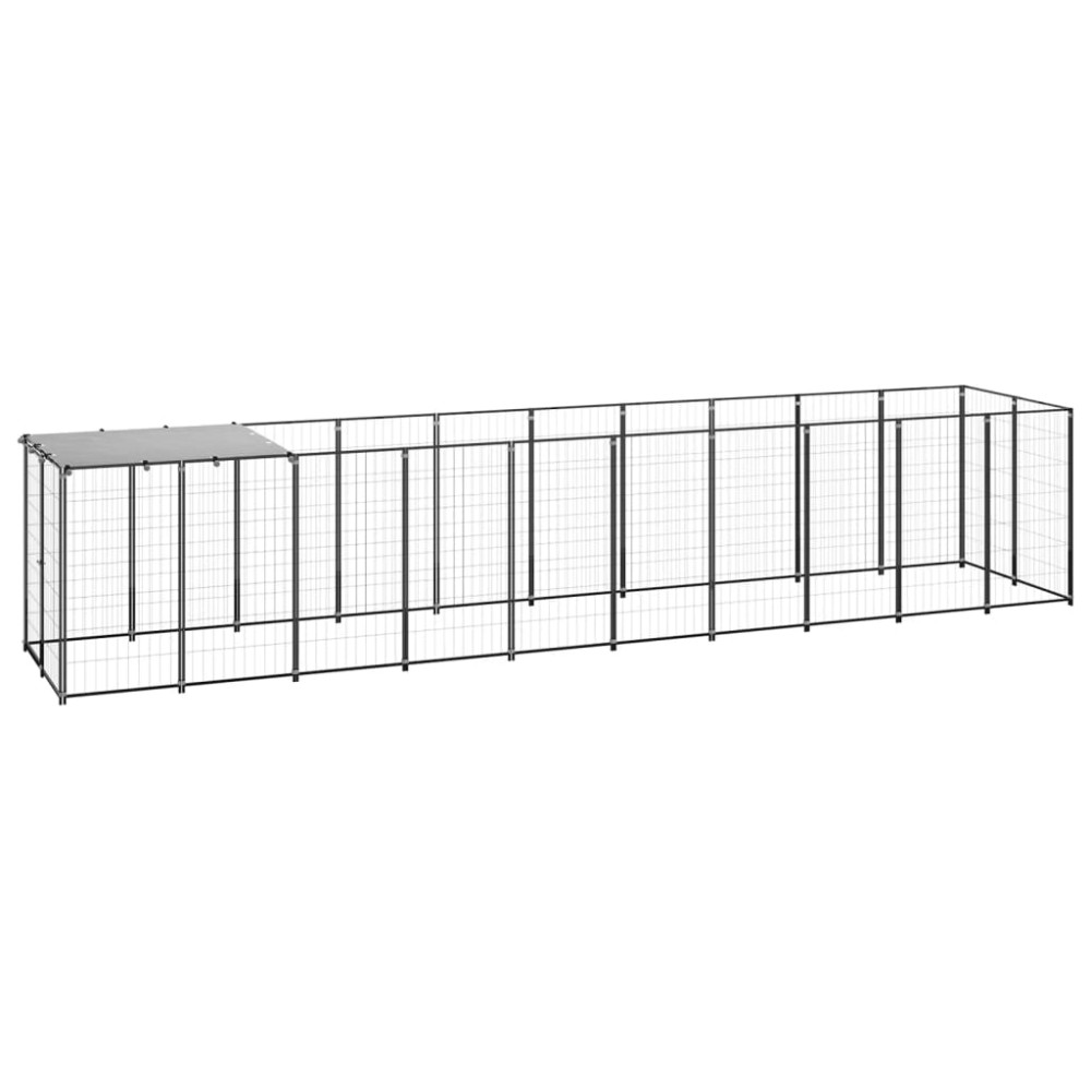 vidaXL Padoc pentru câini, negru, 6,05 m², oțel