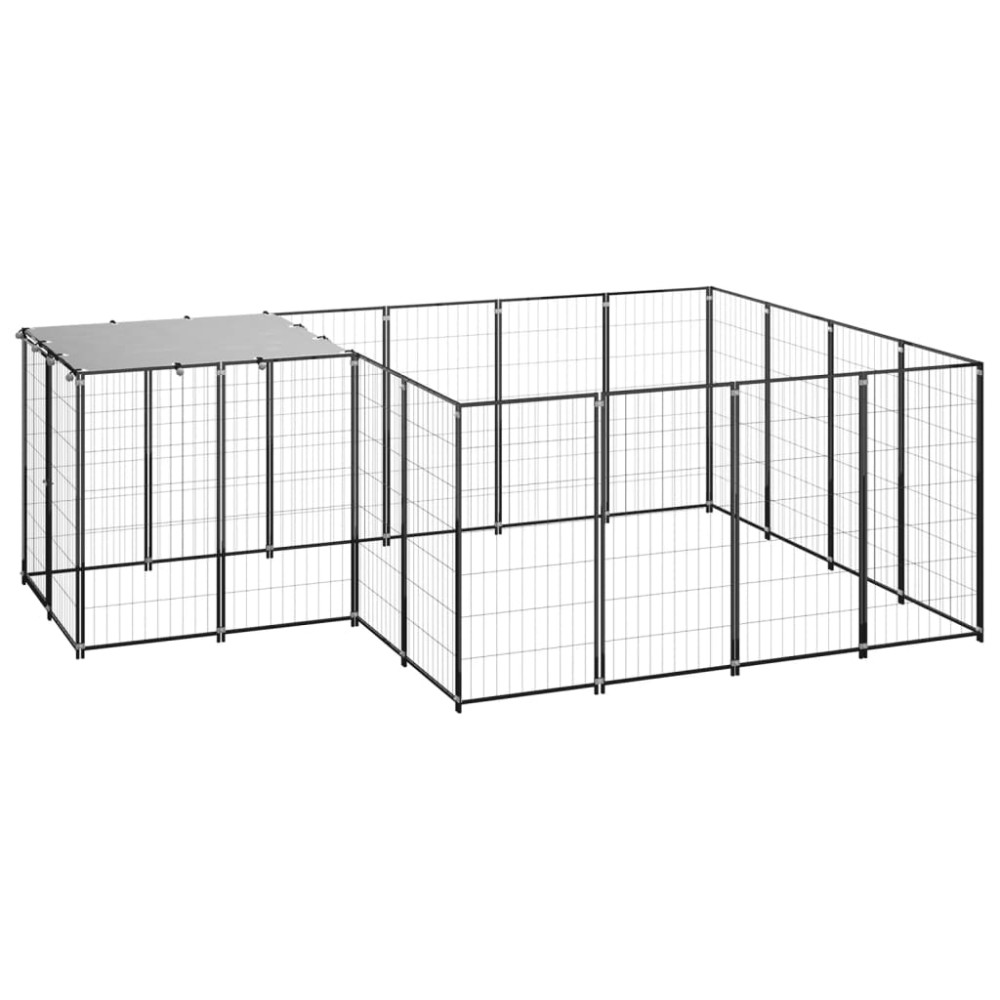 vidaXL Padoc pentru câini, negru, 6,05 m², oțel
