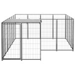 vidaXL Padoc pentru câini, negru, 6,05 m², oțel vidaXL Padoc pentru câini, negru, 6,05 m², oțel