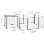 vidaXL Padoc pentru câini, negru, 6,05 m², oțel vidaXL Padoc pentru câini, negru, 6,05 m², oțel