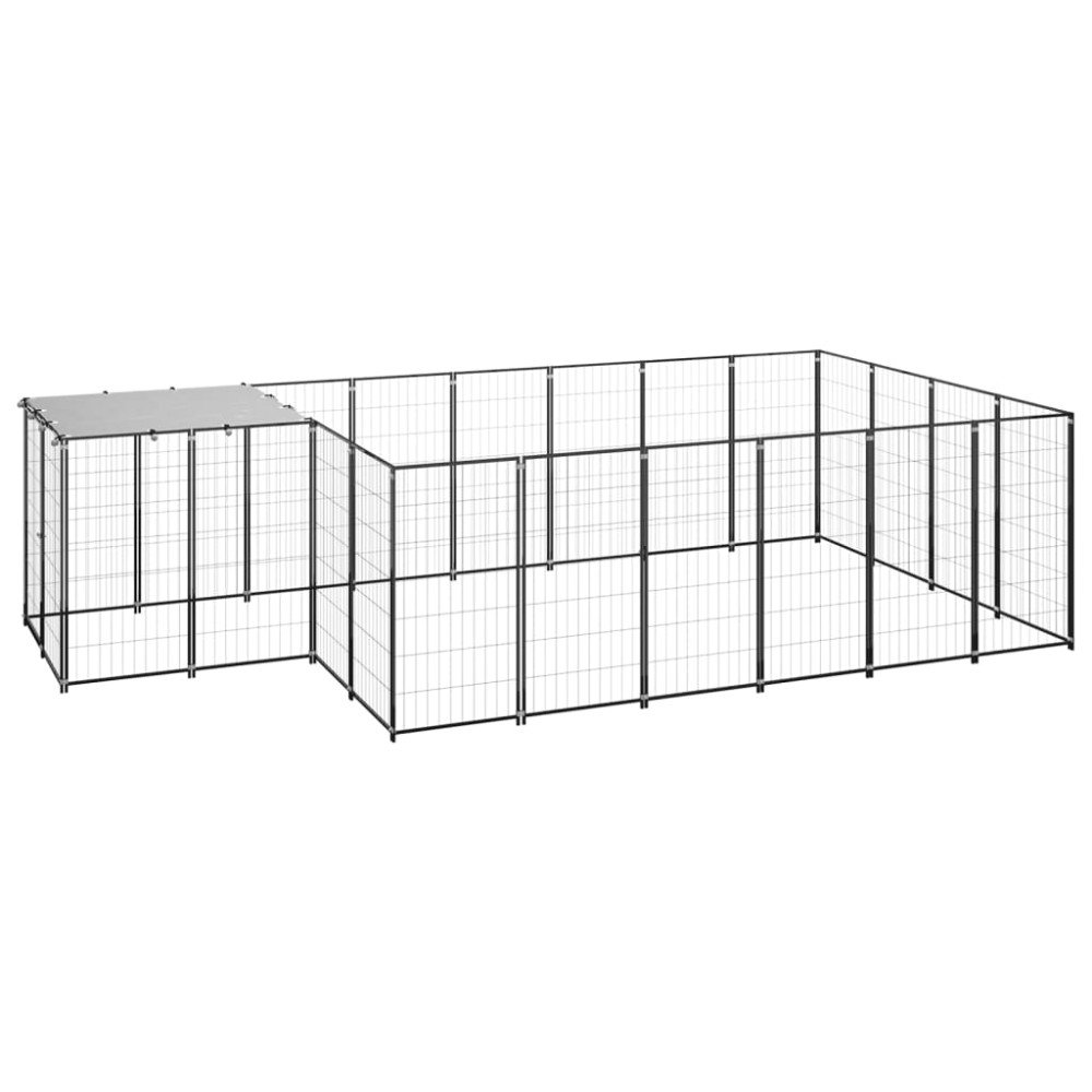 vidaXL Padoc pentru câini, negru, 8,47 m², oțel