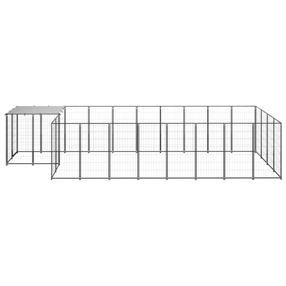 vidaXL Padoc pentru câini, negru, 10,89 m², oțel