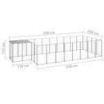 vidaXL Padoc pentru câini, argintiu, 10,89 m², oțel vidaXL Padoc pentru câini, argintiu, 10,89 m², oțel