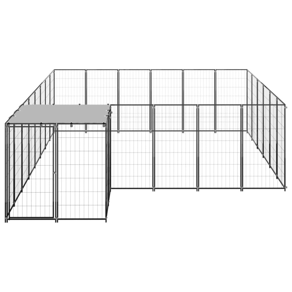 vidaXL Padoc pentru câini, negru, 12,1 m², oțel