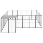 vidaXL Padoc pentru câini, negru, 12,1 m², oțel
