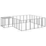 vidaXL Padoc pentru câini, negru, 12,1 m², oțel