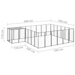 vidaXL Padoc pentru câini, negru, 12,1 m², oțel