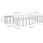 vidaXL Padoc pentru câini, negru, 15,73 m², oțel